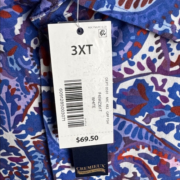 NWT Cremieux Premium Denim Paisley Men's 3XT 3XLT Denim Flip Cuff Xmas GIFT - Picture 6 of 9